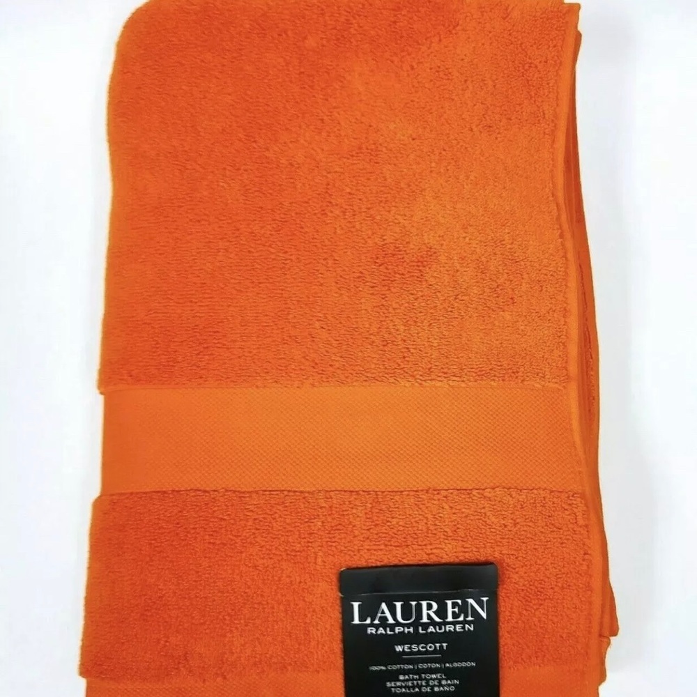 RALPH LAUREN WESCOTT Summer Orange Premium Soft Cotton Bath Towel 30"x 56” NWT - Picture 7 of 9